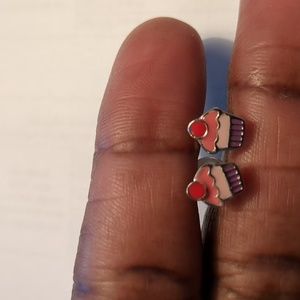 Children's Silver Cupcake Ear Studs